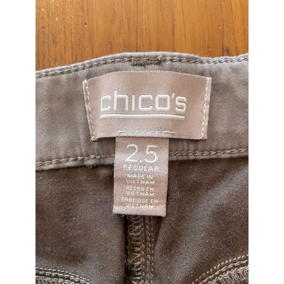 Chico's Womens Pants Size 2.5 (L/14) Stretch Cotton Rayon Spandex Brown - Picture 4 of 9